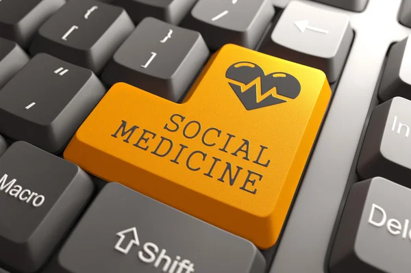 Keyboard Social Medicine Orange Button. — Stock Photo, Image