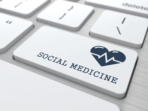 Witte toetsenbord sociale geneeskunde knop. — Stockfoto