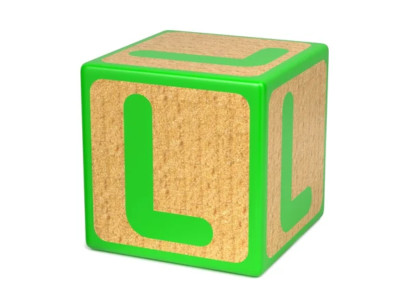 Písmeno l na dětské abeceda bloku. — Stock fotografie