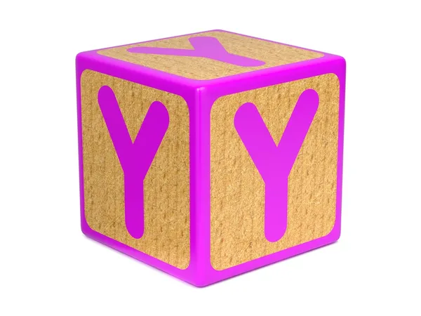 Letter Y on Childrens Alphabet Block. — Stock Photo, Image