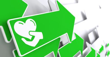 sadaka kavramı üzerinde Yeşil ok.