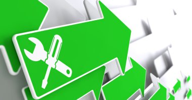 hizmet kavramı üzerinde Yeşil ok.