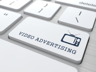 Video Advertising on White Keyboard Button. clipart