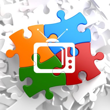 TV çok renkli bulmaca Icon set.