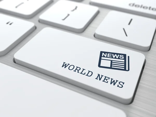 World News Concept on white Keyboard Button. — Stock Photo, Image