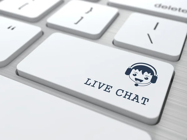 Live Chat on White Keyboard Button. — Stock Photo, Image