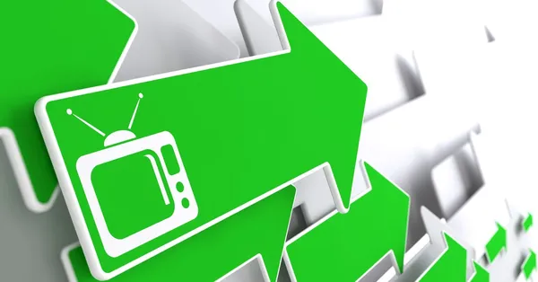 Icono del televisor en Flecha Verde . — Foto de Stock