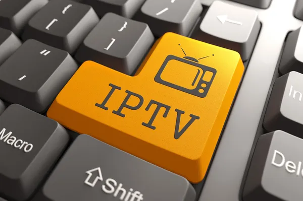 IPTV na klawiaturze pomarańczowy przycisk. — Zdjęcie stockowe