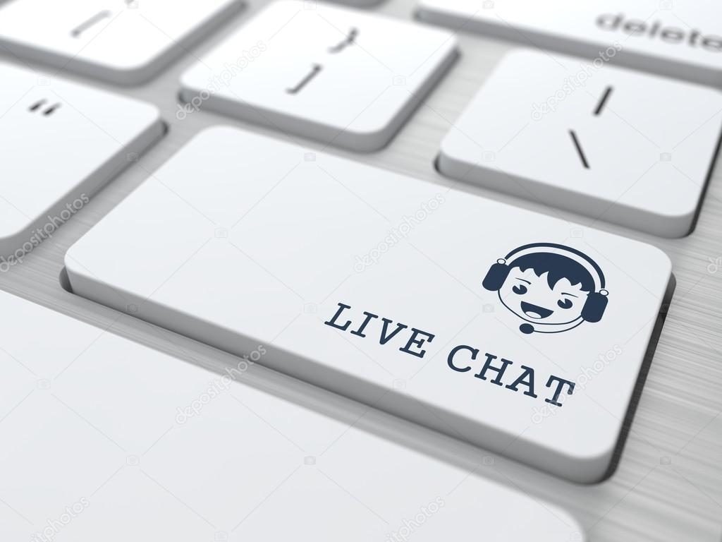 Live Chat on White Keyboard Button.