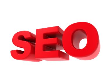 seo - kırmızı metin üzerinde beyaz izole.