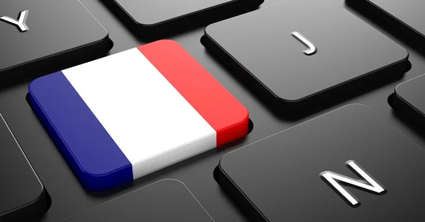 France - Drapeau sur le bouton du clavier noir . — Photo