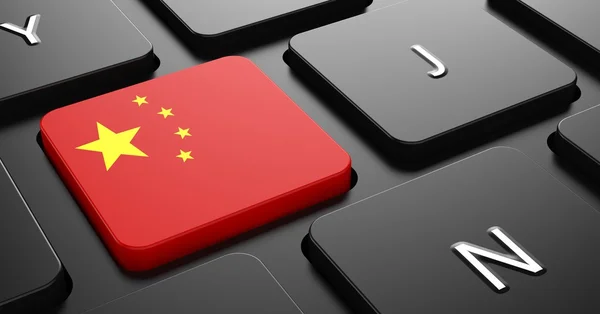 China - Flagge auf Taste der schwarzen Tastatur. — Stockfoto