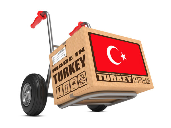 Made in Turkey - Cardboard Box on Hand Truck.
