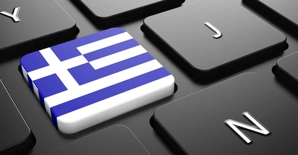 Grécia - Bandeira no botão do teclado preto . — Fotografia de Stock