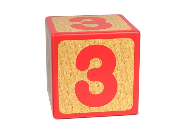 Number 3 - Childrens Alphabet Block. — Stock Photo, Image