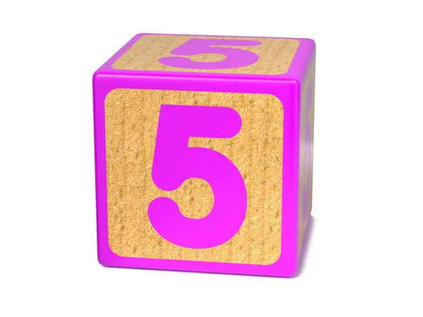 Číslo 5 - dětské abeceda blok. — Stock fotografie