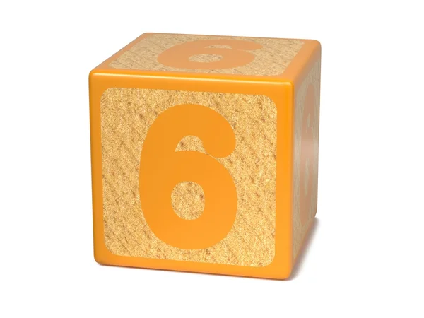 Nummer 6 - childrens alfabet blok. — Stockfoto