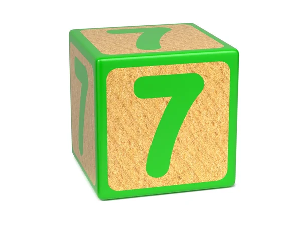 Nummer 7 - childrens alfabet blok. — Stockfoto