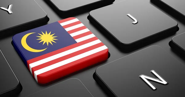 Malaysia - Flagge auf Taste der schwarzen Tastatur. — Stockfoto