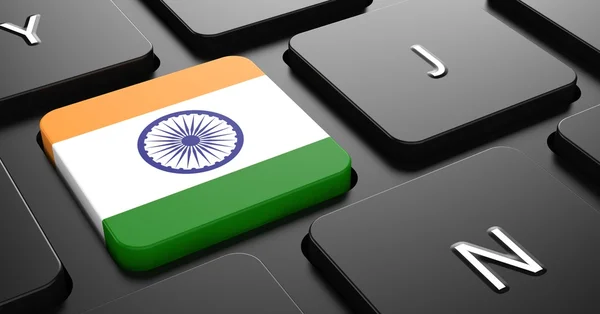 Indie - vlajky na tlačítko černá klávesnice. — Stock fotografie