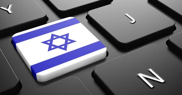 Israel - Flag on Button of Black Keyboard. — Stock Photo, Image