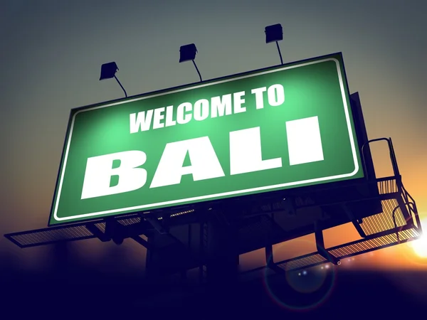 Billboard Welcome to Bali at Sunrise. — Stock Photo, Image