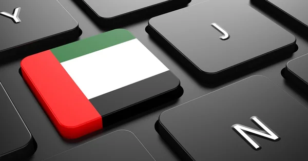 UAE - Flag on Button of Black Keyboard. — Stock Photo, Image