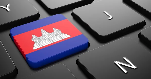 Camboya - Bandera en el botón del teclado negro . — Foto de Stock