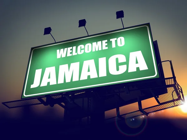 Welcome to Jamaica Billboard at Sunrise. — Stock Photo, Image