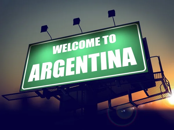Välkommen till argentina billboard på sunrise. — Stockfoto