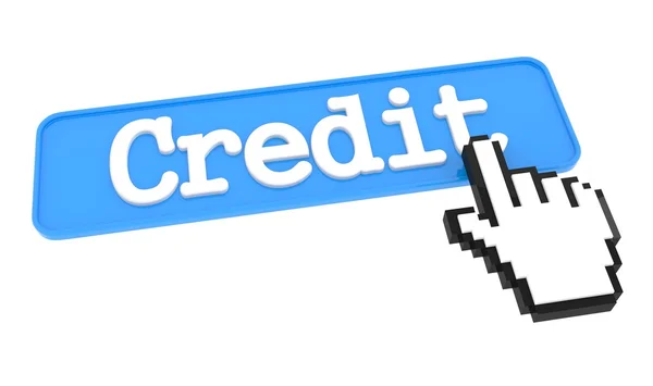 Botão de crédito com cursor de mão . — Fotografia de Stock