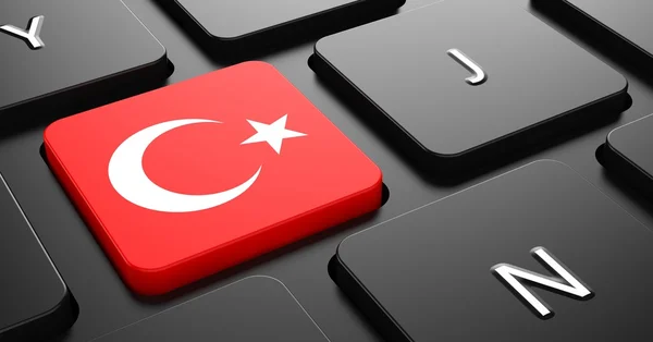 Turcja - flaga przycisk klawiatury czarny. — Zdjęcie stockowe