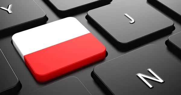 Polónia - Bandeira no botão do teclado preto . — Fotografia de Stock