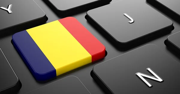 Roemenië - vlag op knop van zwart toetsenbord. — Stockfoto