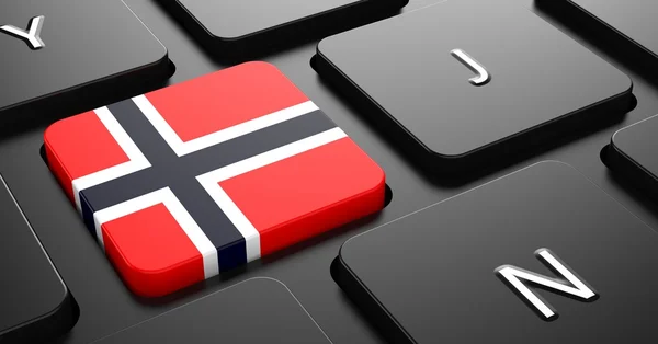 Norvège - Drapeau sur le bouton du clavier noir . — Photo