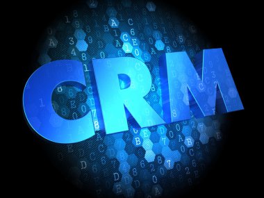 CRM dijital koyu arka plan üzerinde.
