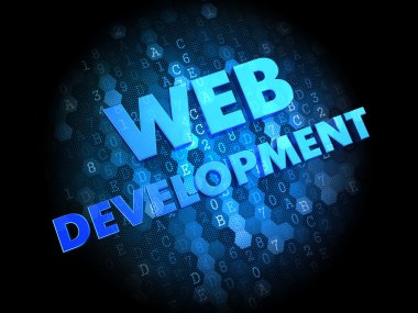 Dijital koyu arka plan üzerinde web geliştirme.