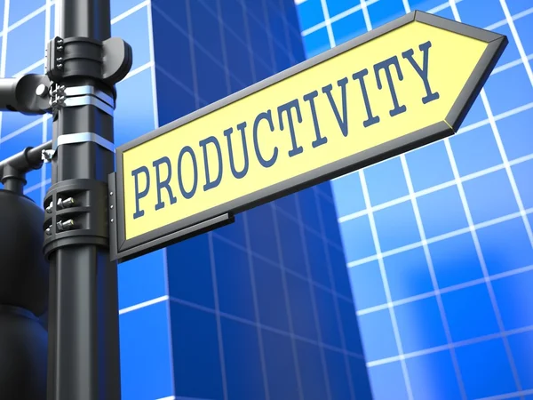 Palavra de produtividade em Yellow Roadsign . — Fotografia de Stock