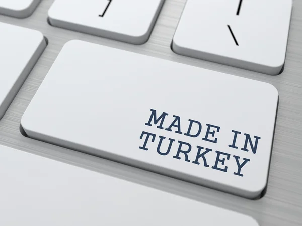 Made in Turkey sul pulsante della tastiera bianca . — Foto Stock