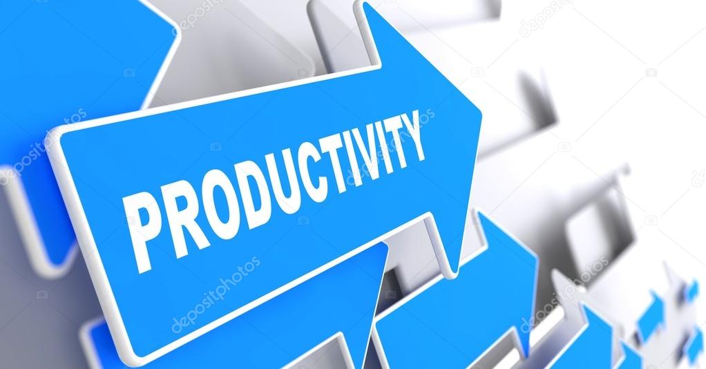 Productivity Word on Blue Arrow.