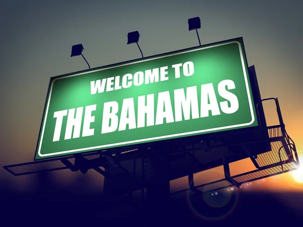 Billboard Benvenuti alle Bahamas all'alba . — Foto Stock