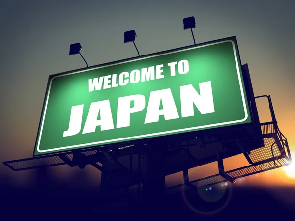 Billboard Bienvenido a Japón al amanecer . —  Fotos de Stock