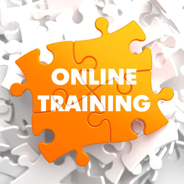 Online Training on Orange Puzzle. — Stock Photo, Image