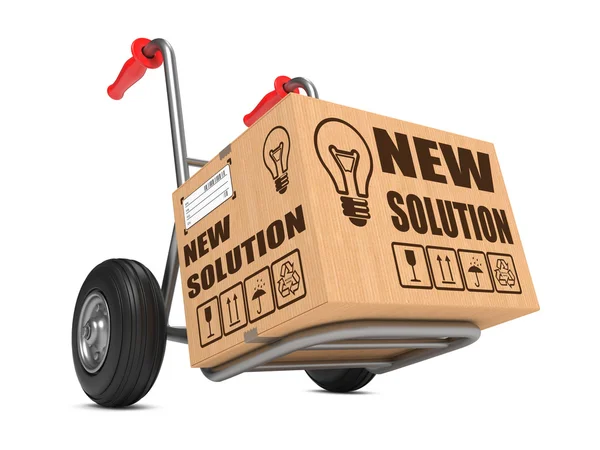 New Solution - Cardboard Box on Hand Truck. — Stock Photo, Image
