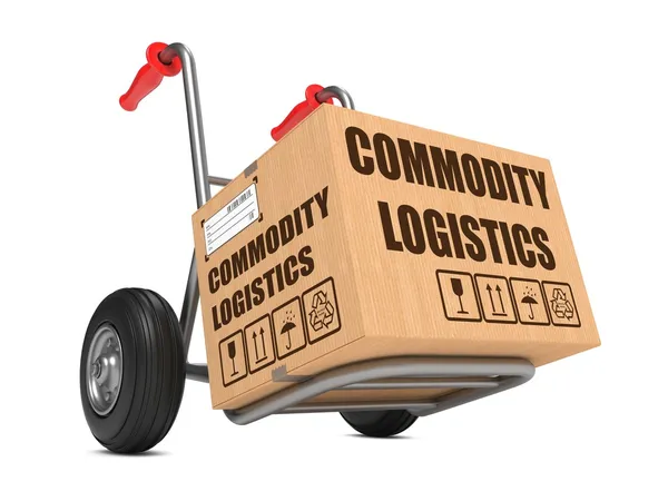 Commodity Logistics - Картонная коробка на ручной тележке . — стоковое фото