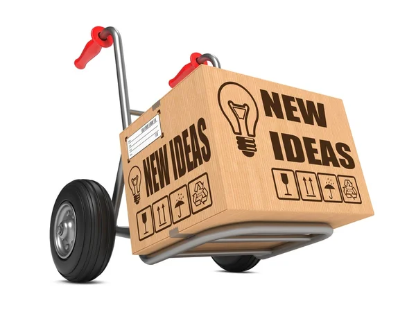 New Ideas - Cardboard Box on Hand Truck. — Stock Photo, Image