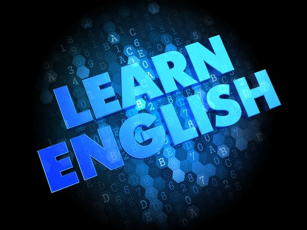 Učte se anglicky na tmavém pozadí digitální. — Stock fotografie