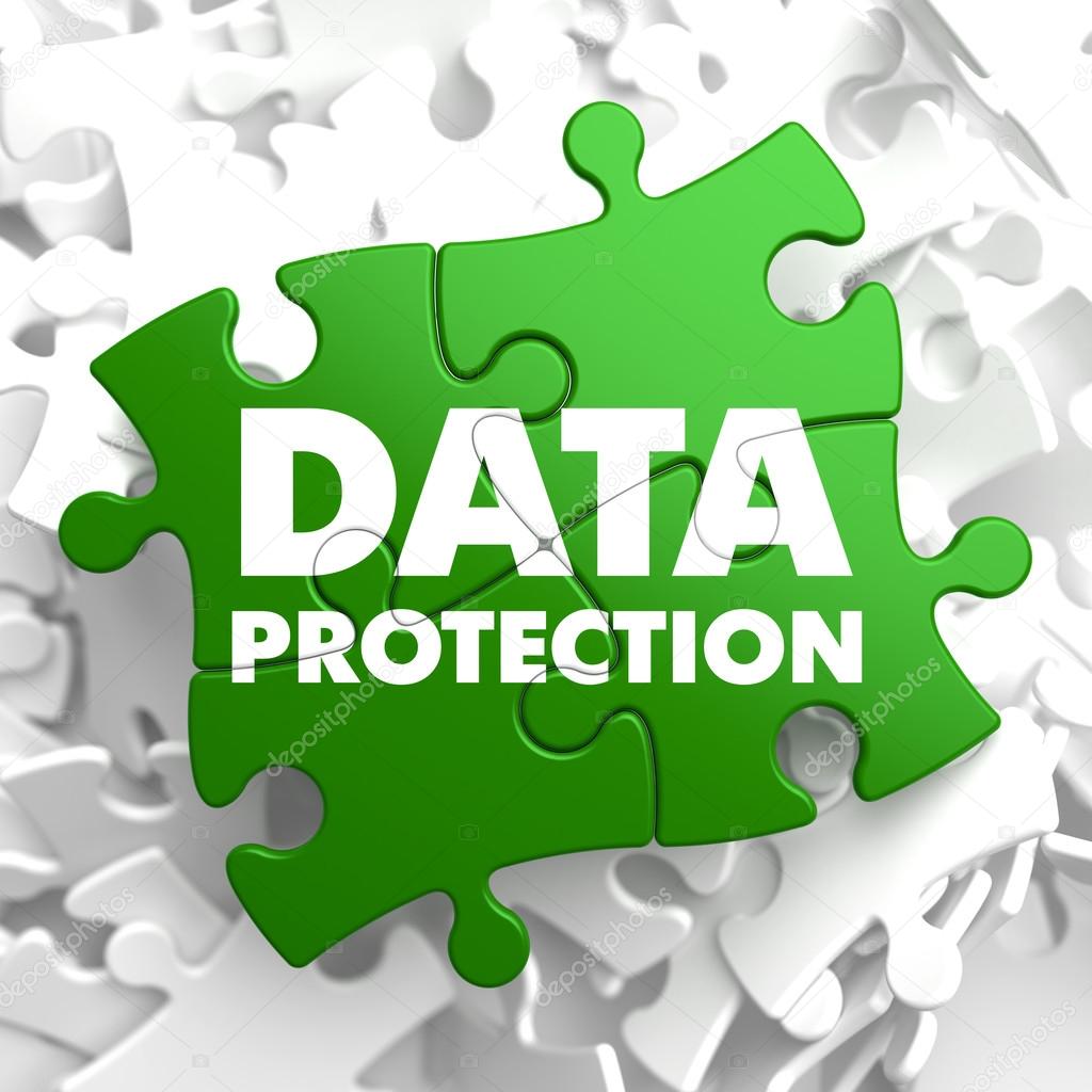 Data Protection on Green Puzzle.