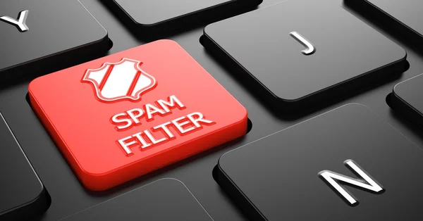 Filtro de spam en el botón rojo del teclado . — Foto de Stock