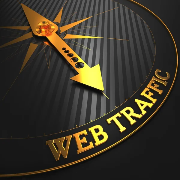 Web-Traffic auf schwarzem und goldenem Kompass. — Stockfoto